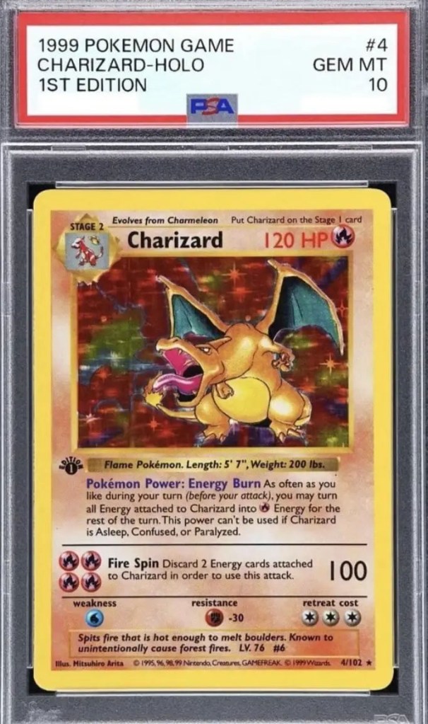 PSA 10 First Edition Shadowless Charizard sold on eBay