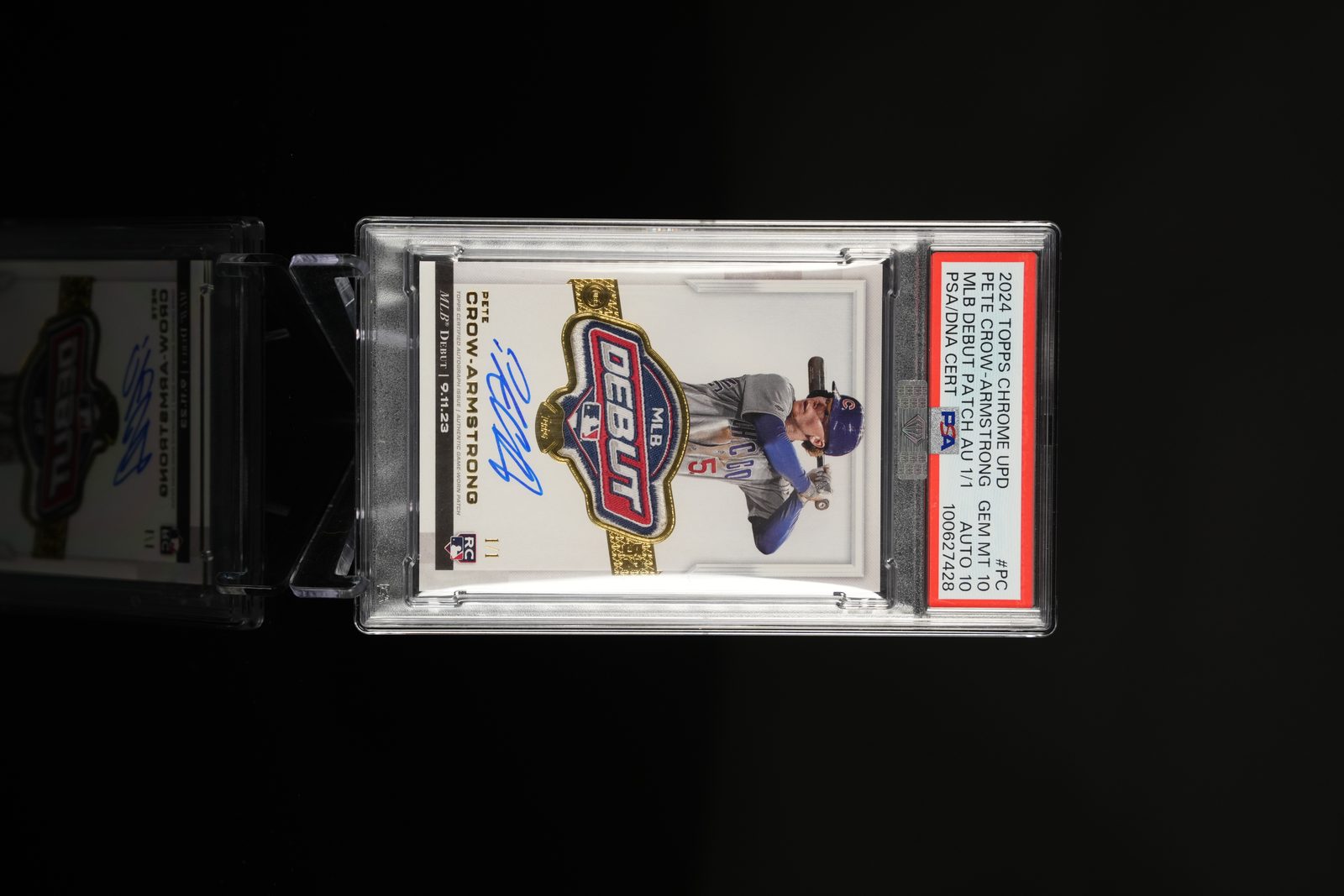 Pete Crow-Armstrong 2024 Topps Chrome Update MLB Debut Patch Autograph 1/1, PSA 10
